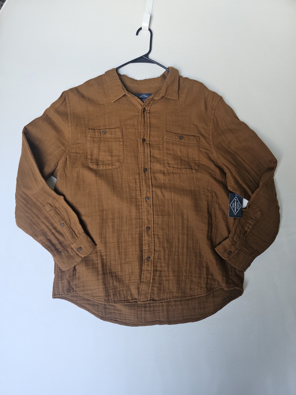 NWT St. John's Bay Monk Brown Button Down Shirt XXL